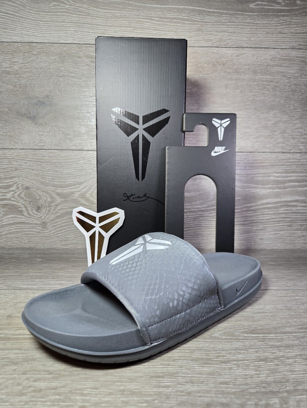 Nike Kobe Offcourt Slides Cool Grey White Sandals Mens Size 9 / Womens 10 NEW
